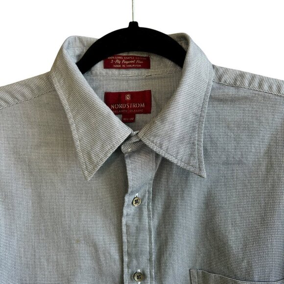Nordstrom Vintage Men’s Gray  2 Ply Pinpoint Cotton Classic Fit Shirt 16.5 - Picture 2 of 9
